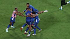 Los jugadores del Al Hilal celebran la victoria ante el Manchester United en el Mundial de Clubes