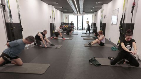 Un grupo de entrenamiento en Seitura, en Viveiro, este viernes.