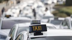 Taxistas, durante una protesta en las inmediaciones del Millennium