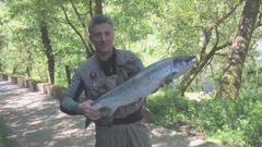 Jos� Maquieira. Pescador que ha capturado el �campanu� en el r�o L�rez este a�o 2018