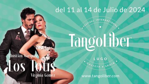 Cartel de el 13ª Festival Internacional Tangoliber. Los aficionados al tango podrán acudir a su celebración entre los días 11 y 14 de julio de 2024 en Lugo