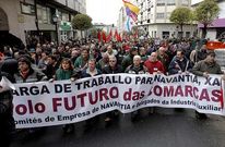 Manifestaci�n de los trabajadores de Navantia ante el Parlamento gallego en febrero.