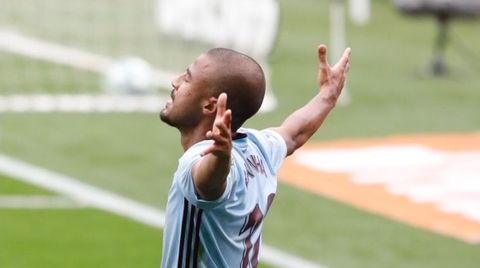Rafinha Alc�ntara, celebrando un gol durante su etapa en el Celta.