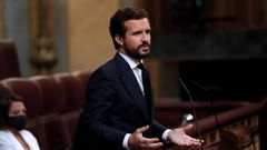 Pablo Casado, durante una intervenci�n en el pleno del Congreso