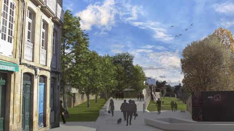 Imagen virtual de como quedar�a el acceso al parque de Belv�s, sin la Casa da Xuventude, seg�n el proyecto del PP en su mandato, cuando lleg� a licitar su derribo.