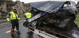 El Citro�n Xsara en el que viajaban las cuatro amigas qued� completamente destrozado, sobre todo por la parte trasera. 