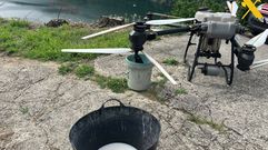 El dron que fue localizado cuando aplicaba tratamientos fitosanitarios