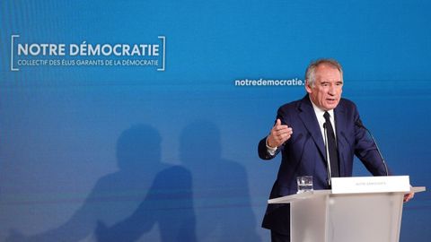 El centrista Franois Bayrou, en una imagen de archivo durante una conferencia en Pars