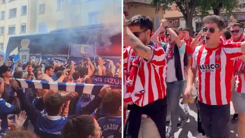 Las aficiones del Real Oviedo y del Sporting se trasladan a Eibar y Elda para apoyar a sus equipos.