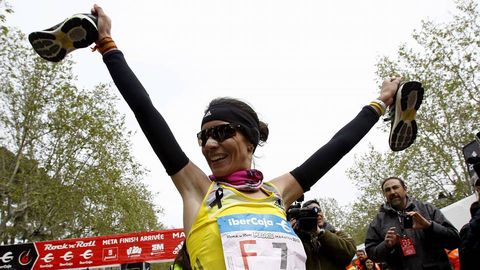 Vanessa Veiga celebra su victoria.