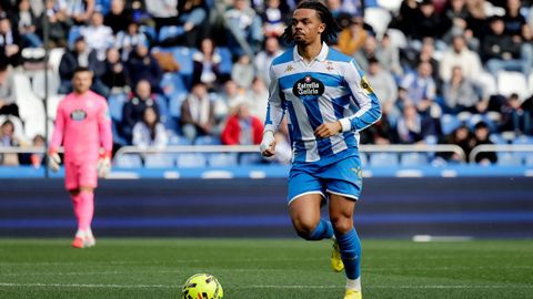 Lucas Noubi, durante el partido contra el Albacete en Riazor