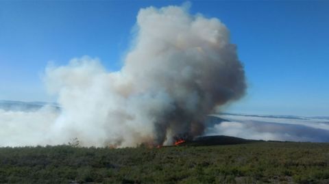 Incendio en la sierra de Ur�a, en Ibias.