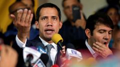 Juan Guaid�, durante su comparecencia de este viernes