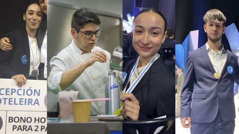 Oihana, Iker, Zaira y Hugo, los cuatro alumnos de centros de FP de Pontevedra que lograron una medalla en el campeonato gallego Galicia Skills 2025