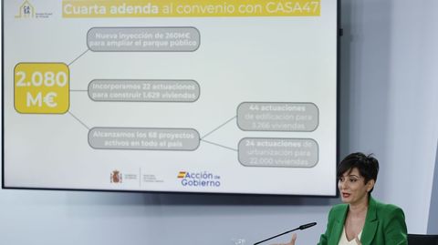 La ministra, en la rueda de prensa