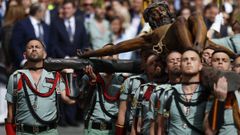 Legionarios durante el desfile del Cristo de la Buena Muerte, el jueves pasado en M�laga.