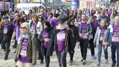 Participantes en la edición anterior de la andaina popular contra la violencia machista, que este año saldrá también del Cantón.