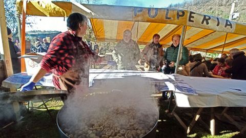 A los organizadores les cost encontrar castaas este ao. El souto de Froxn ardi en el gran incendio de este verano