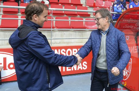 Anquela Arrasate Numancia Real Oviedo Los Pajaritos.Anquela y Arrasate, antes del encuentro en Los Pajaritos