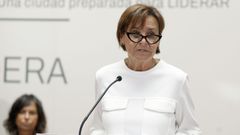 La alcaldesa de Gij�n, Carmen Moriy�n, durante la presentaci�n del proyecto  Gijon lidera  en la que anunci� medidas para compatibilzar el turismo con la vida cotidiana en la ciudad