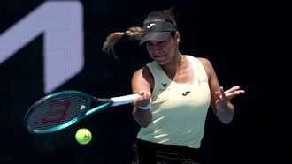 Jessica Bouzas, este lunes, durante su partido en Melbourne