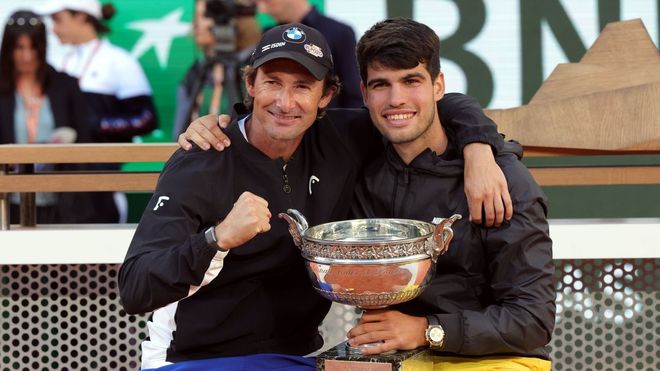 Juan Carlos Ferrero, a la izquierda, con Carlos Alcaraz