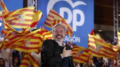  El candidato del Partido Popular, Jorge Azc�n, durante el acto de fin de campa�a electoral del PP de cara a las elecciones en Arag�n, este viernes en Zaragoza.