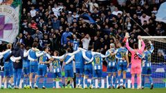 Los jugadores del D�por celebran la victoria ante el Albacete en Abanca Riazor.