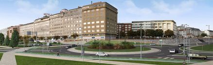 Recreaci�n virtual de la intervenci�n prevista, con una rotonda a nivel que comunique la avenida de As P�as y la Trinchera y que incluye aceras, carril bici y zonas verdes. 