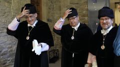 Los tres rectores gallegos en una foto del pasado mes de septiembre en Santiago