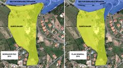 Los l�mites de las parcelas de la Quinta Bauer y el Infanz�n, antes y despu�s de la recalificaci�n