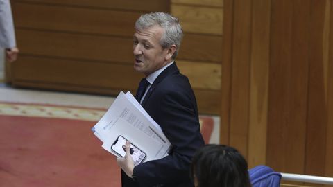 Alfonso Rueda, en una comparecencia en el Parlamento.