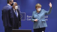 Merkel, con los primeros ministros de Grecia y Portugal