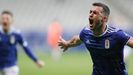 Joselu celebra su segundo gol ante el Rayo Majadahonda