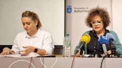 Nerea Monrtoy y Marta del Arco en una rueda de prensa. ARCHIVO