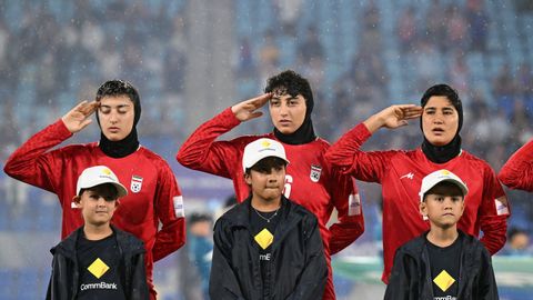 Jugadoras iran�s antes de un partido en Australia.