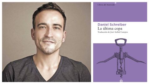 El escritor alem�n Daniel Schreiber (1977) junto a la portada de la edici�n espa�ola de su libro �La �ltima copa�