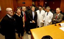 De izquierda a derecha: Ara�jo, Stratton, Botana, Casanueva, Gestal, Verde y Gonz�lez, ayer.