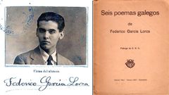 Ficha do alumno Federico Garca Lorca na Universidad de Granada, e primeira edicin de Seis poemas galegos (editorial Ns, 1935).