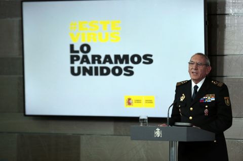 El exdirector adjunto operativo (DAO) de la Polic&iacute;a Nacional, Jos&eacute; &Aacute;ngel Gonz&aacute;lez, durante una rueda de prensa en la &eacute;poca de la epidemis del covid-19