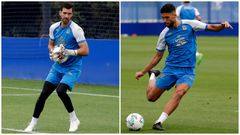 Germn Parreo y Zakaria, durante un entrenamiento en Abegondo.