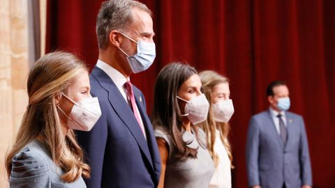 La Familia Real, durante las audiencias previas a la ceremonia de entrega de los Premios Princesa