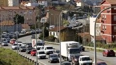 Imagen de archivo de un atasco en la AP-9 en Vigo