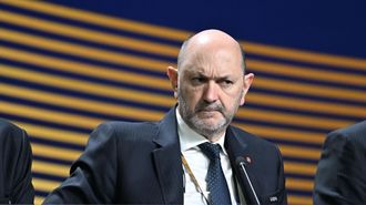 Rafael Louz&aacute;n, durante el 50&ordm; Congreso de la UEFA, celebrado el pasado febrero en Bruselas.