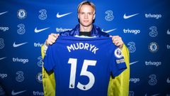 Mudryk, durante su presentaci�n con el Chelsea