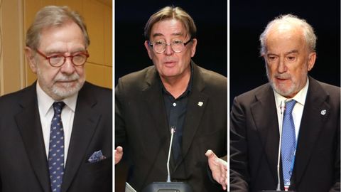 De izquierda a derecha, Juan Luis Cebrin, Luis Garca Montero y Santiago Muoz Machado