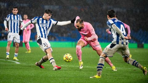 Borja Iglesias, en la visita a la Real Sociedad de la temporada pasada.