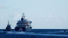 El MV Hondius, en el momento de su partida del puerto tinerfe�o de Granadilla