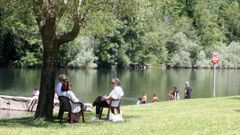 Una familia a la sombra de unos de los rboles de la playa