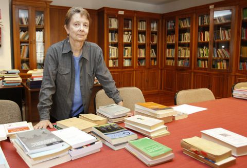 Kathleen March, onte no Instituto da Lingua Galega, minutos antes da s�a palestra en Filosof�a.<span lang= es-es > </span>